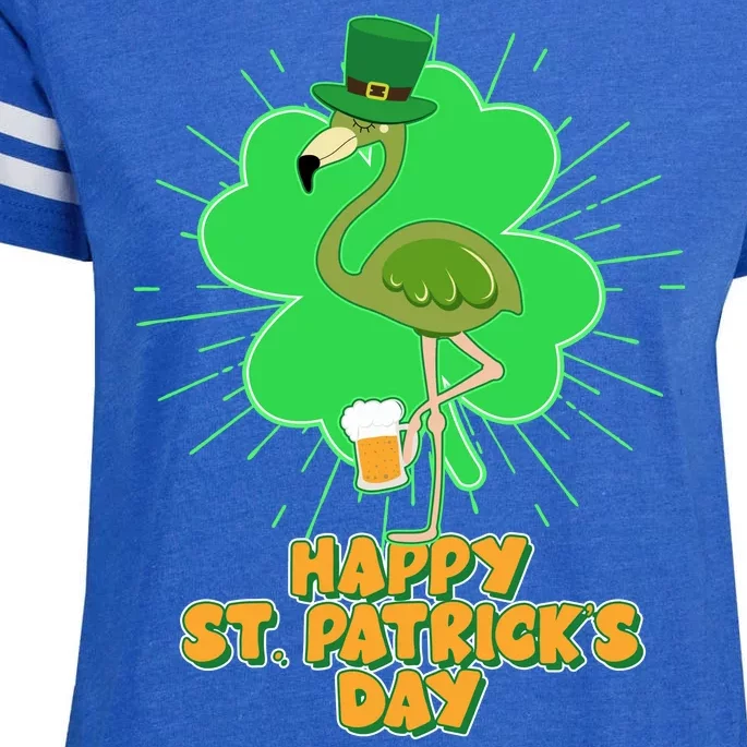 Cute St. Patrick's Day Flamingo With Beer Enza Ladies Jersey Football T-Shirt