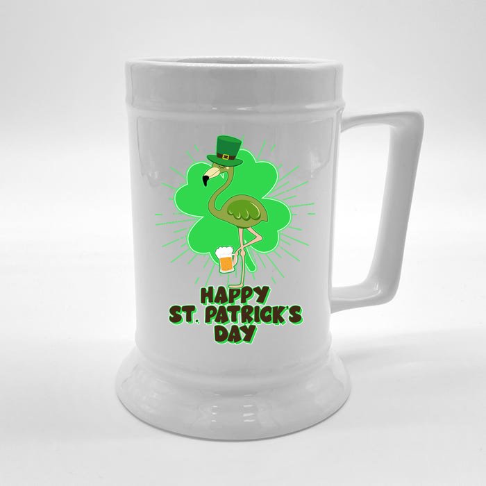 Cute St. Patrick's Day Flamingo With Beer Front & Back Beer Stein