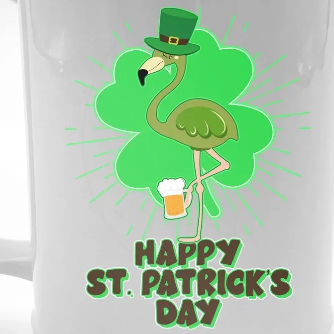 Cute St. Patrick's Day Flamingo With Beer Front & Back Beer Stein