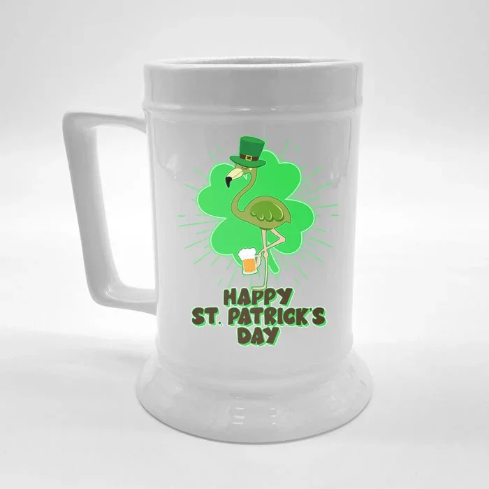 Cute St. Patrick's Day Flamingo With Beer Front & Back Beer Stein