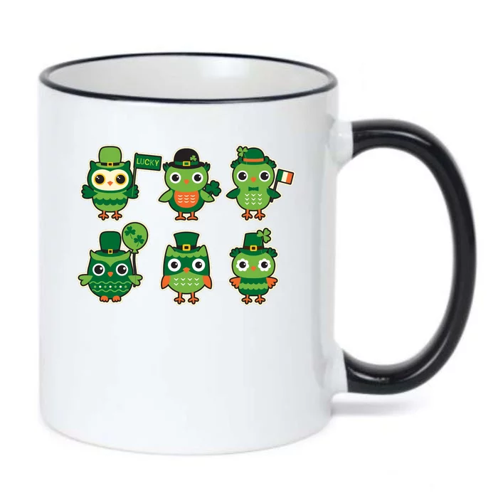 Cute St Patrick's Day Lucky Owls Black Color Changing Mug