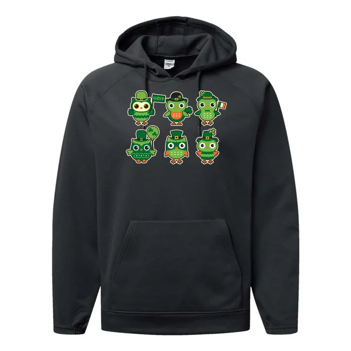 Cute St Patrick's Day Lucky Owls Performance Fleece Hoodie