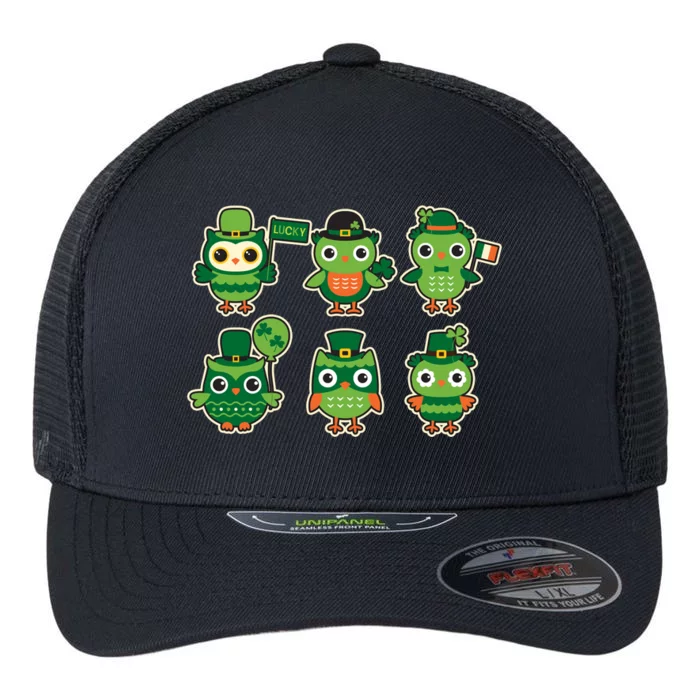 Cute St Patrick's Day Lucky Owls Flexfit Unipanel Trucker Cap