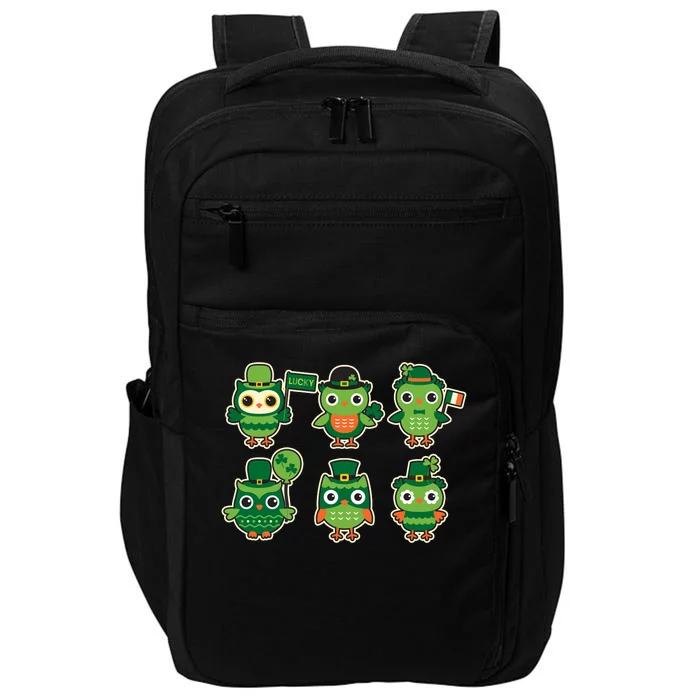 Cute St Patrick's Day Lucky Owls Impact Tech Backpack