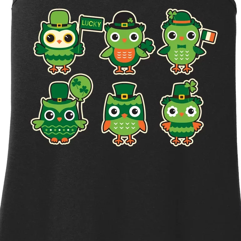 Cute St Patrick's Day Lucky Owls Ladies Essential Tank