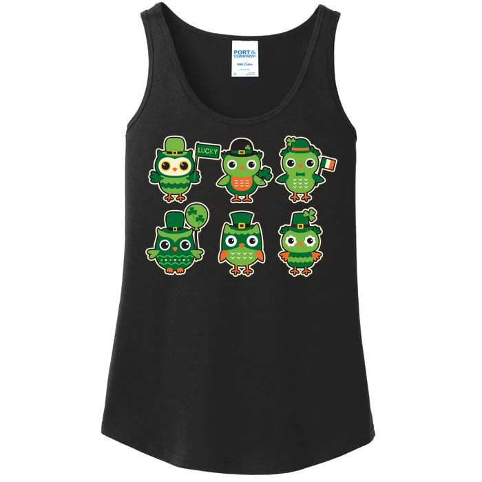 Cute St Patrick's Day Lucky Owls Ladies Essential Tank