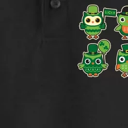 Cute St Patrick's Day Lucky Owls Dry Zone Grid Performance Polo