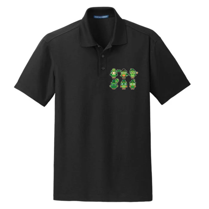 Cute St Patrick's Day Lucky Owls Dry Zone Grid Performance Polo