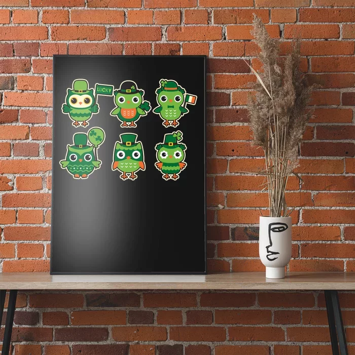 Cute St Patrick's Day Lucky Owls Poster