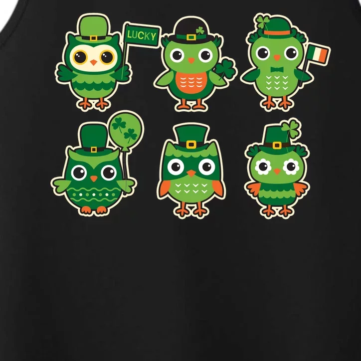 Cute St Patrick's Day Lucky Owls Performance Tank