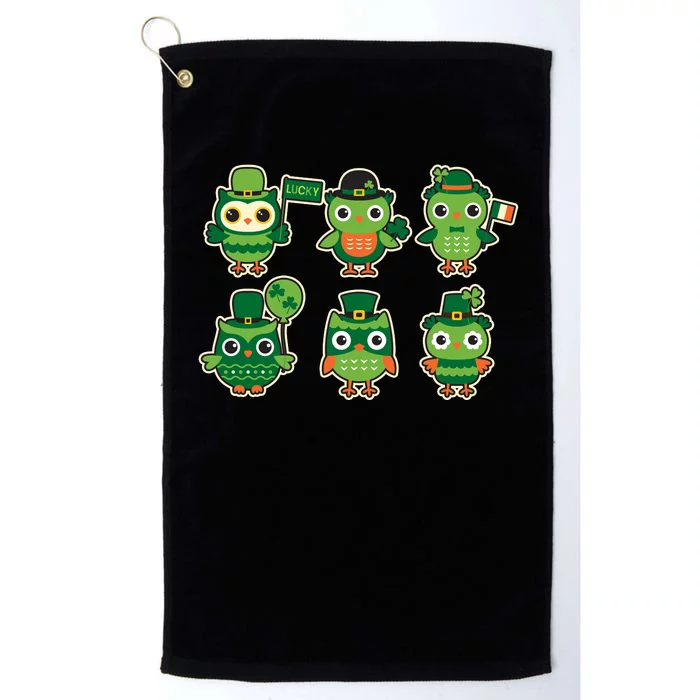 Cute St Patrick's Day Lucky Owls Platinum Collection Golf Towel