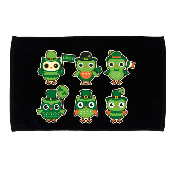 Cute St Patrick's Day Lucky Owls Microfiber Hand Towel