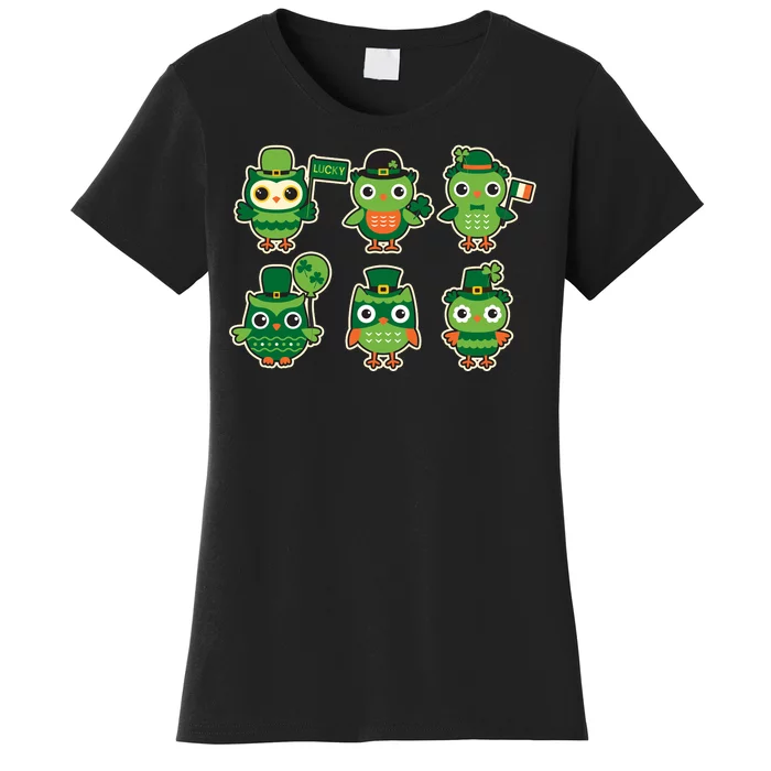 Cute St Patrick's Day Lucky Owls Women's T-Shirt