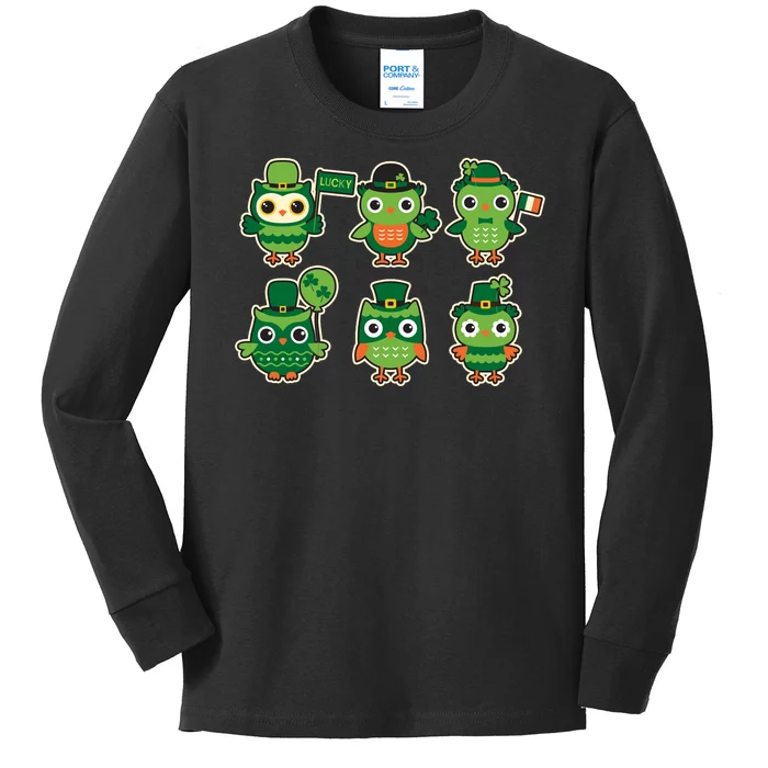 Cute St Patrick's Day Lucky Owls Kids Long Sleeve Shirt