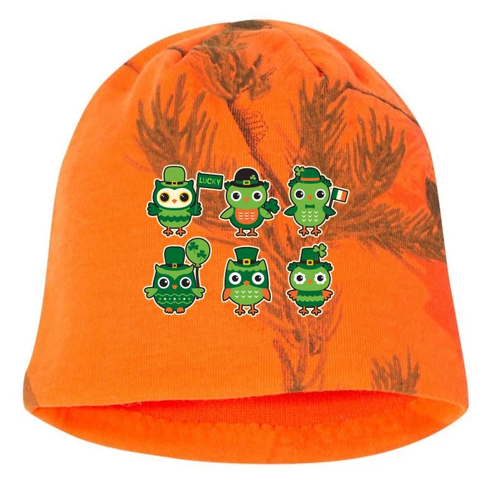 Cute St Patrick's Day Lucky Owls Kati - Camo Knit Beanie