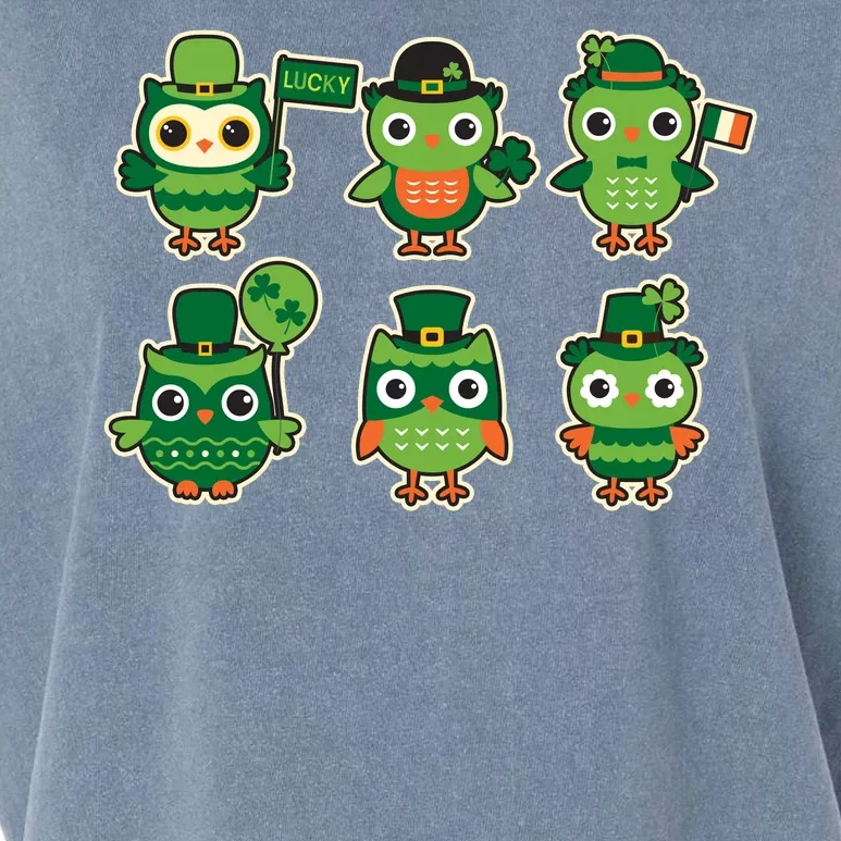 Cute St Patrick's Day Lucky Owls Garment-Dyed Women's Muscle Tee