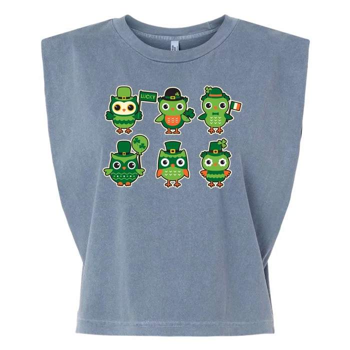 Cute St Patrick's Day Lucky Owls Garment-Dyed Women's Muscle Tee