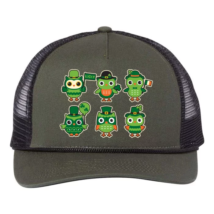 Cute St Patrick's Day Lucky Owls Retro Rope Trucker Hat Cap