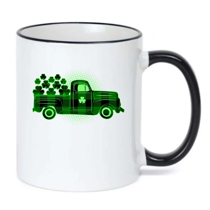 Cute St Patrick's Day Plaid Pick Up Truck Full Of Shamrocks Clovers Black Color Changing Mug