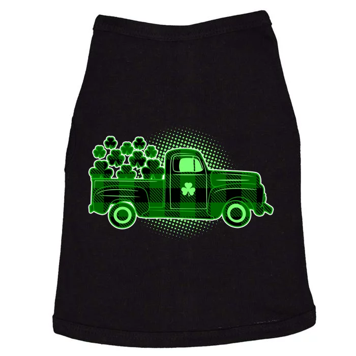 Cute St Patrick's Day Plaid Pick Up Truck Full Of Shamrocks Clovers Doggie Tank