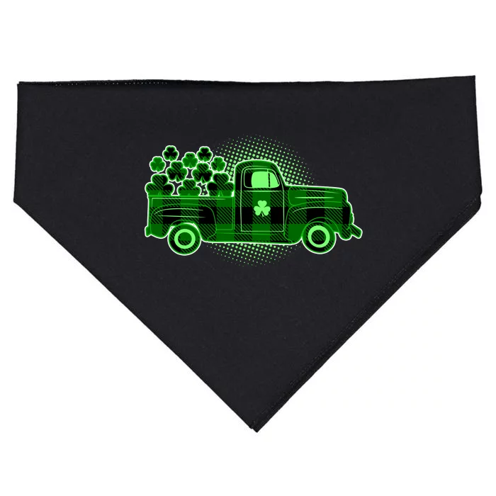 Cute St Patrick's Day Plaid Pick Up Truck Full Of Shamrocks Clovers USA-Made Doggie Bandana