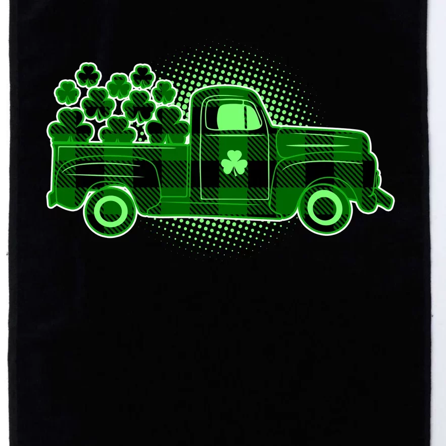 Cute St Patrick's Day Plaid Pick Up Truck Full Of Shamrocks Clovers Platinum Collection Golf Towel