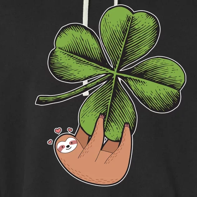 Cute St Patrick's Day Shamrock Sloth Garment-Dyed Fleece Hoodie