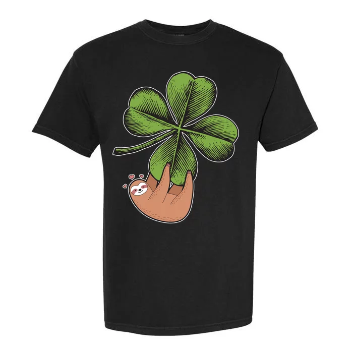 Cute St Patrick's Day Shamrock Sloth Garment-Dyed Heavyweight T-Shirt