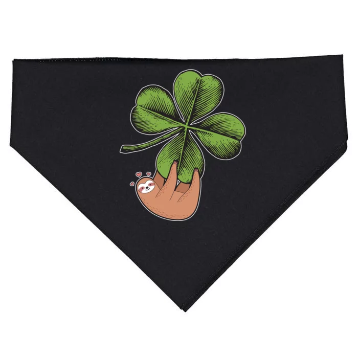 Cute St Patrick's Day Shamrock Sloth USA-Made Doggie Bandana