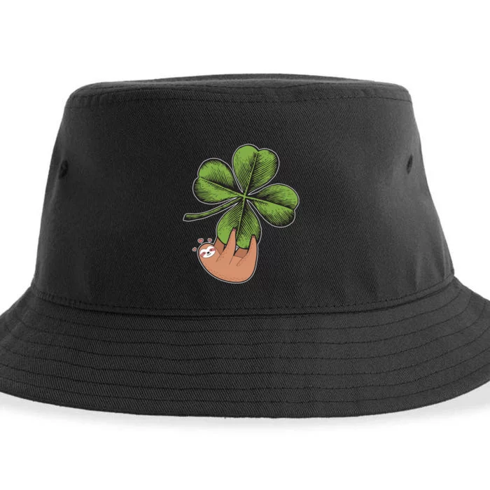 Cute St Patrick's Day Shamrock Sloth Sustainable Bucket Hat