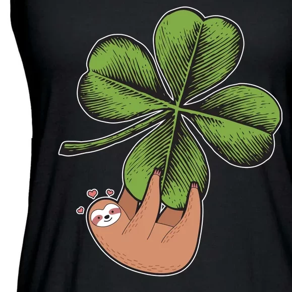 Cute St Patrick's Day Shamrock Sloth Ladies Essential Flowy Tank