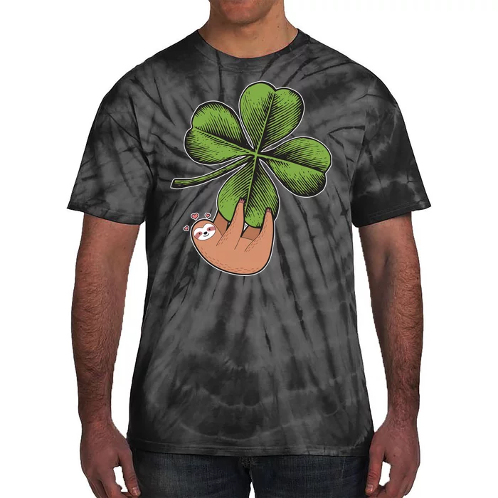 Cute St Patrick's Day Shamrock Sloth Tie-Dye T-Shirt