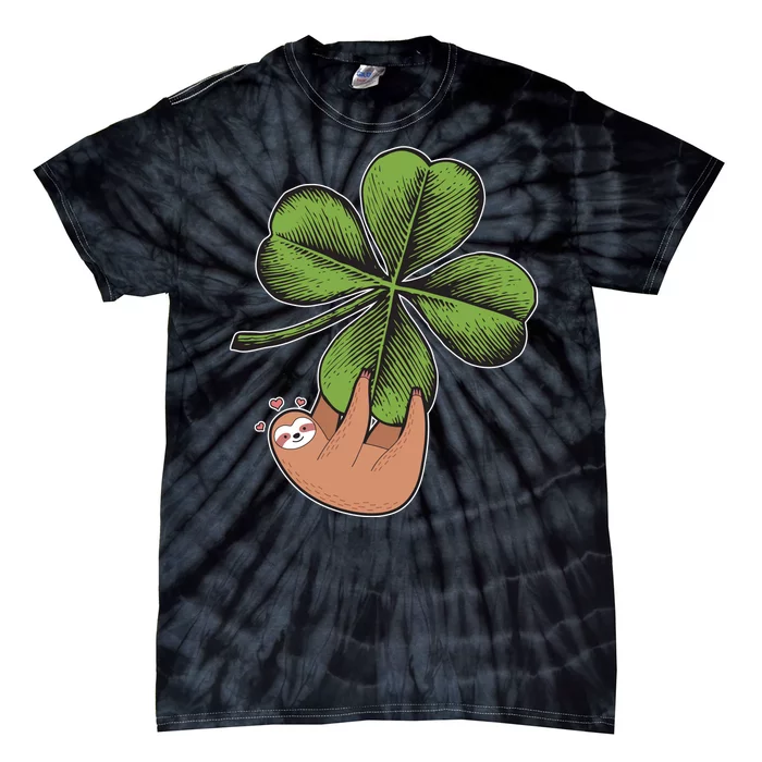 Cute St Patrick's Day Shamrock Sloth Tie-Dye T-Shirt