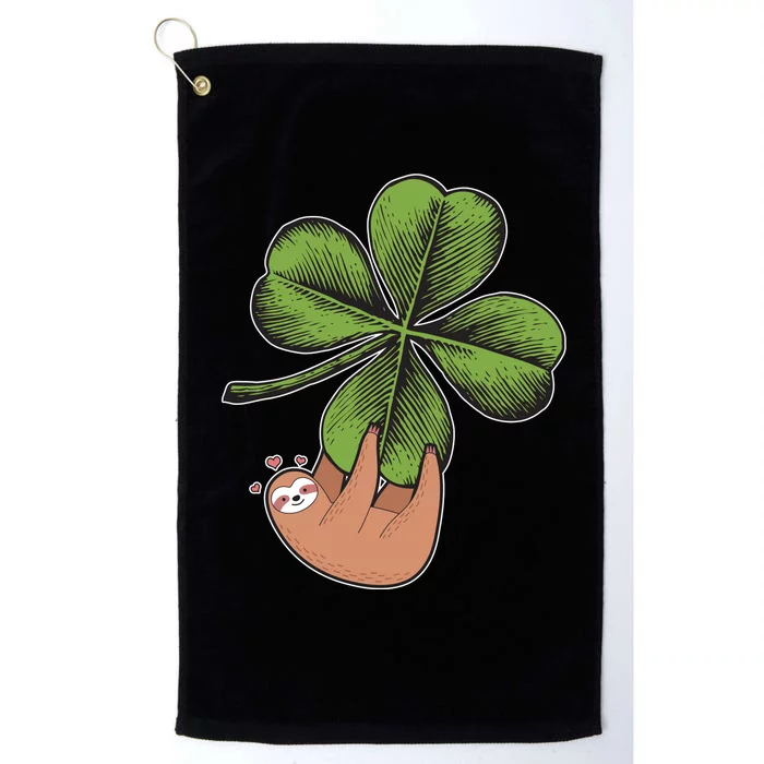 Cute St Patrick's Day Shamrock Sloth Platinum Collection Golf Towel