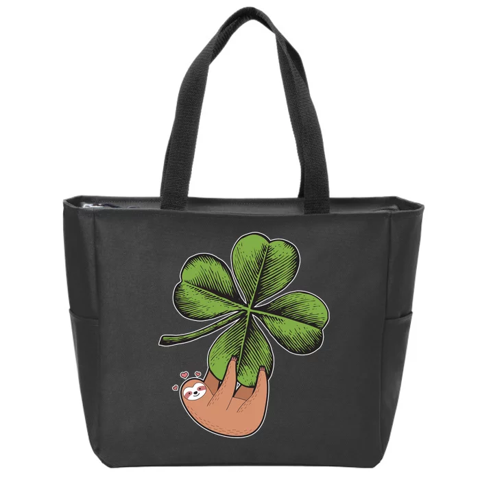 Cute St Patrick's Day Shamrock Sloth Zip Tote Bag