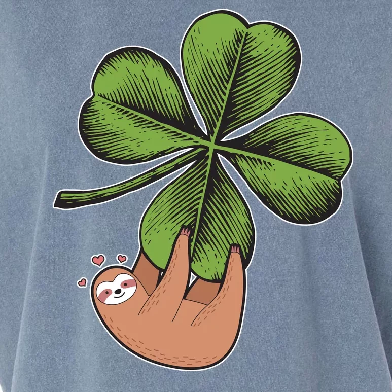 Cute St Patrick's Day Shamrock Sloth Garment-Dyed Women's Muscle Tee