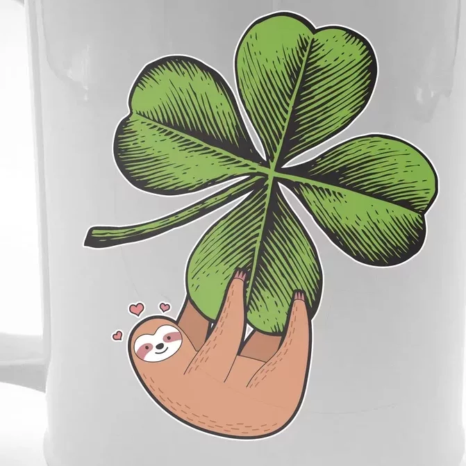 Cute St Patrick's Day Shamrock Sloth Front & Back Beer Stein