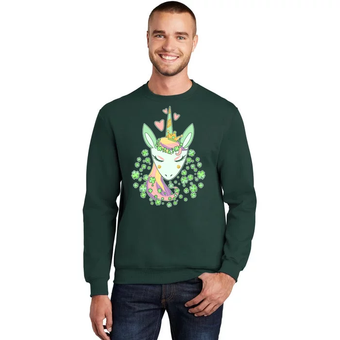 Cute St Patrick's Day Unicorn Shamrocks Clovers Tall Sweatshirt