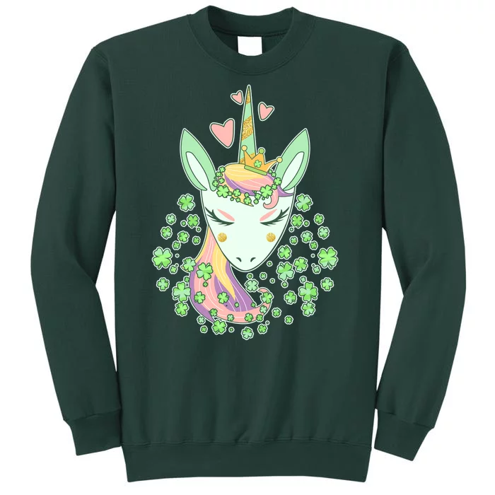 Cute St Patrick's Day Unicorn Shamrocks Clovers Tall Sweatshirt