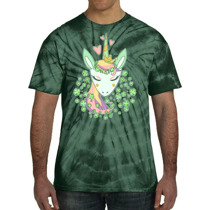 Cute St Patrick's Day Unicorn Shamrocks Clovers Tie-Dye T-Shirt