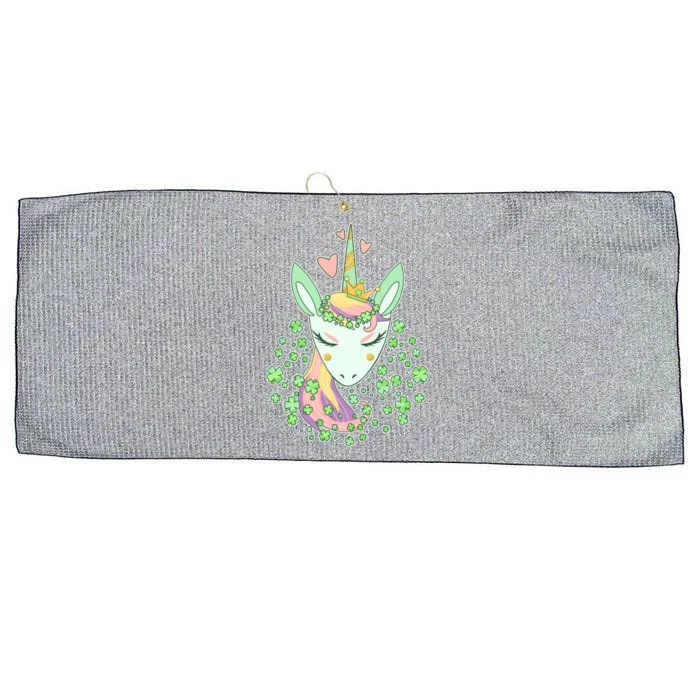 Cute St Patrick's Day Unicorn Shamrocks Clovers Large Microfiber Waffle Golf Towel