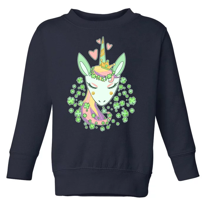 Cute St Patrick's Day Unicorn Shamrocks Clovers Toddler Sweatshirt