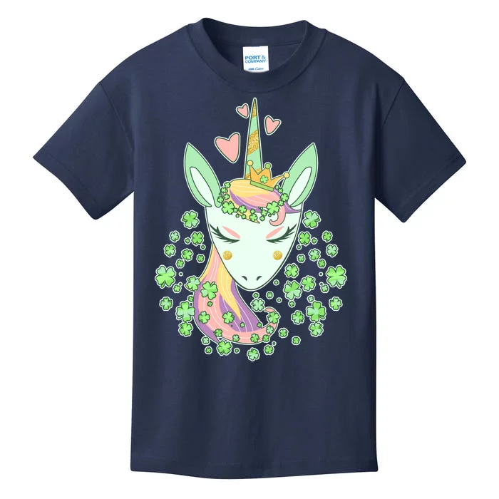 Cute St Patrick's Day Unicorn Shamrocks Clovers Kids T-Shirt