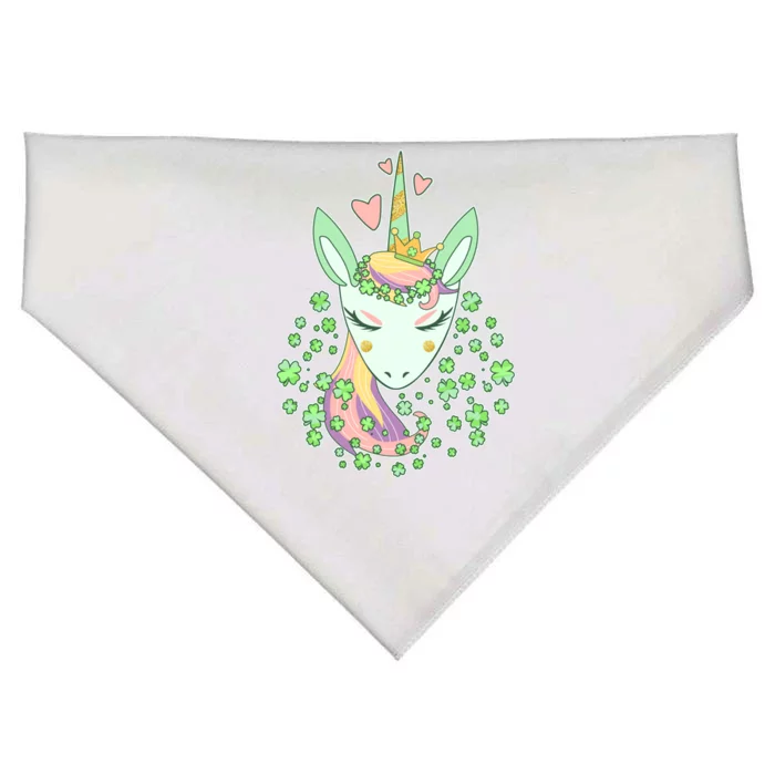 Cute St Patrick's Day Unicorn Shamrocks Clovers USA-Made Doggie Bandana