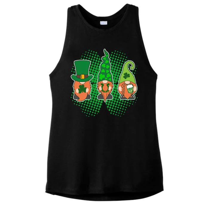 Cute St Patrick's Days Lucky Gnomes Ladies Tri-Blend Wicking Tank