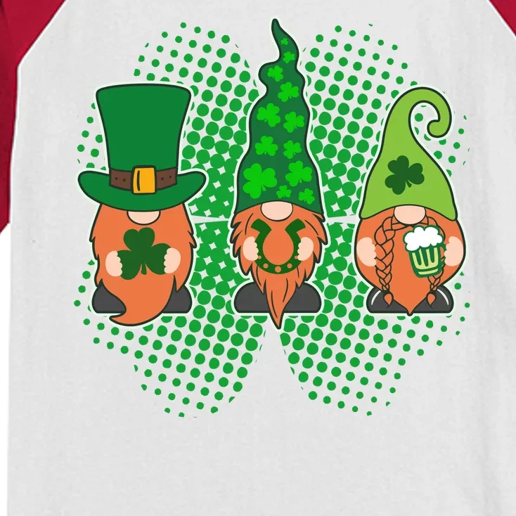 Cute St Patrick's Days Lucky Gnomes Kids Colorblock Raglan Jersey