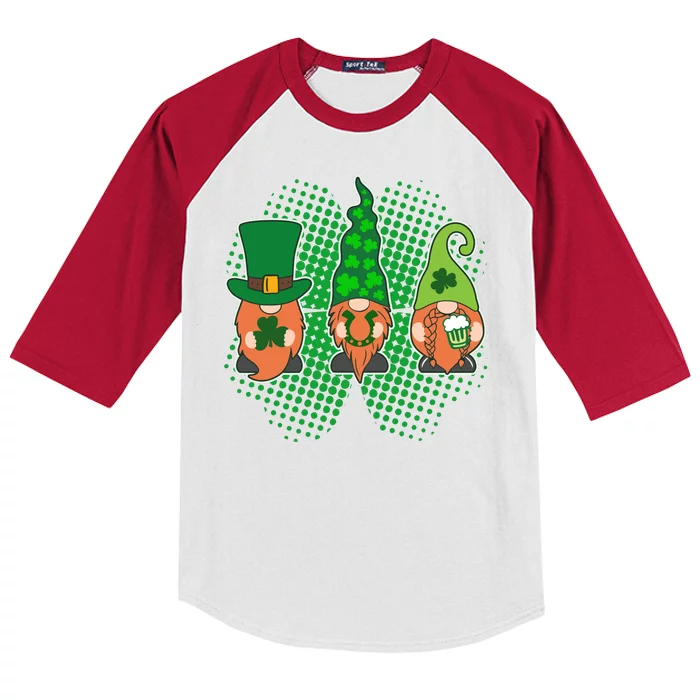 Cute St Patrick's Days Lucky Gnomes Kids Colorblock Raglan Jersey