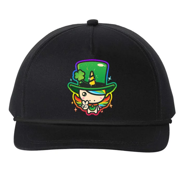 Cute St Patricks Leprechaun Rainbow Unicorn Snapback Five-Panel Rope Hat