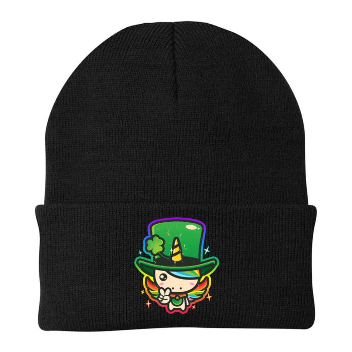 Cute St Patricks Leprechaun Rainbow Unicorn Knit Cap Winter Beanie