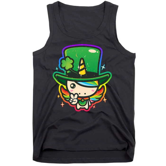 Cute St Patricks Leprechaun Rainbow Unicorn Tank Top